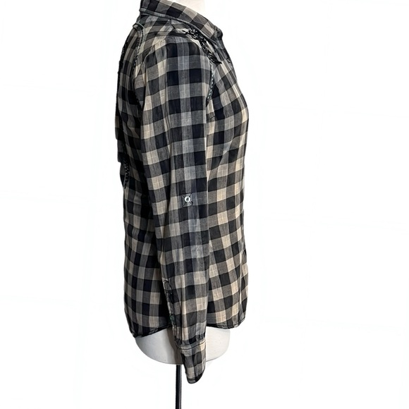 Roar Western Rock Urban Embroidered Plaid Button Up Embroidered Wings W Size M - Picture 4 of 15
